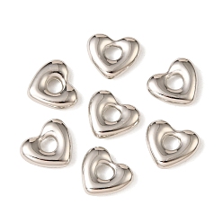 Platinum CCB Plastic Pendants, Heart Charm, Platinum, 13x15x4mm, Hole: 4mm