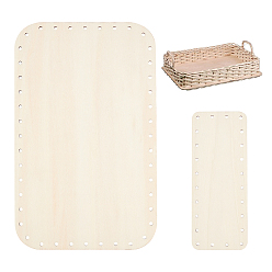 Antique White Wooden Knitting Crochet Bottoms Set, Rectangle, DIY Weaving Crochet Knitting Base Supplies, Antique White, 17.5~26x7~16x0.28~0.29cm, Hole: 3mm, 2pcs/set