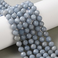 Ангелит Натуральные ангельские бусины, граненые, круглые, 6.8~7.8 мм, отверстие : 1 мм, около 52 шт / нитка, 15.47 дюйм (39.3 см)