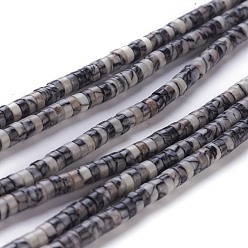 Камень Сетки Натуральный черный шелковый камень / чистые камни, Heishi бусы, Плоский круглый / диск, 4~4.5x2.5 мм, отверстие : 0.7 мм, около 167 шт / нитка, 15.43 дюйм (39.2 см)