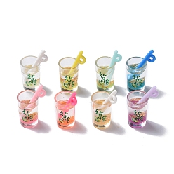 (52) Непрозрачная лаванда Подвески из светящейся полупрозрачной смолы, золотой фольгой, светящийся в темноте шарм чашки соджу, разноцветные, 26x14.5x11.5 мм, отверстие : 1.8 мм
