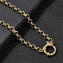 Настоящее золото 18K 304 ожерелья из нержавеющей стали с цепочкой «Роло» и застежками-пружинными кольцами для женщин, ионное покрытие (ip), реальный 18 k позолоченный, 17.60 дюйм (44.7 см)