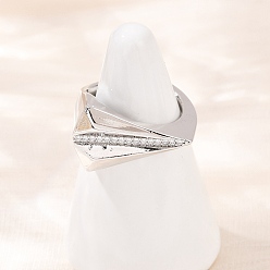 Платина Регулируемые манжетные кольца с микропаве из кубического циркония из латуни, без кадмия и без свинца, платина, 13 мм, внутренний диаметр: регулируемый