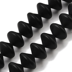 Black Frosted & Baking Paint Transparent Glass Beads Strands, Rondelle, Black, 14x10mm, Hole: 1.2mm, about 60pcs/strand, 23.62''(60cm)