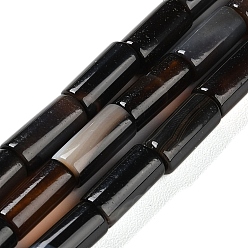 (946F)Морозный цвет внутри  Жонкиль / Непрозрачная зеленая подкладка Натуральный черный агат бисер нитей, трубчатые цилиндрические бусины, окрашенная и подогревом, колонка, 12~13x5.5~6 мм, отверстие : 1.2 мм, около 30 шт / нитка, 14.96'' (38 см)