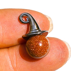 Камень с Пылевым Золотом Синтетические голдстоуновские подвески, шляпа, 40x10 мм