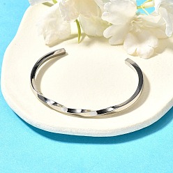 Нержавеющая Сталь Цвет Не тускнеющие 304 браслеты-манжеты из нержавеющей стали, крутить открытые браслеты, цвет нержавеющей стали, внутренний диаметр: 2-1/4 дюйм (5.7 см)