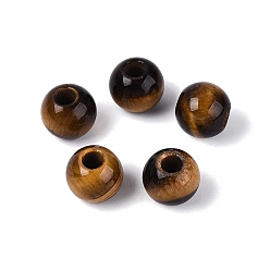 Tiger Eye Natural Tiger Eye Beads, Smooth Round, 8~8.5x7~8mm, Hole: 3mm