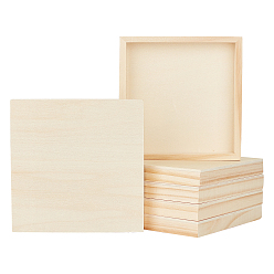 BurlyWood Wooden Storage Box, without Box Cover, Square, BurlyWood, 12.2x12.2x1.5cm, 6pcs/set
