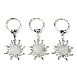 Хрусталь Брелок-подвеска от солнца из натуральных кристаллов кварца и латуни, с латунной фурнитурой платинового цвета, для украшения сумки, ювелирных изделий, подарка, 7.5 см