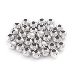 Stainless Steel Color 304 Stainless Steel Beads, Hollow Round, Stainless Steel Color, 5x4.5mm, Hole: 1.8mm,  200pcs/bag