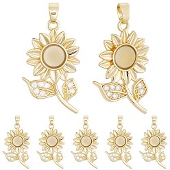 Перу 8 шт. латунные микрофибриллы с подвесками из смолы, прелести подсолнуха, реальный 18 k позолоченный, Перу, 26.5x16.5x4 мм, отверстие : 4x3 мм