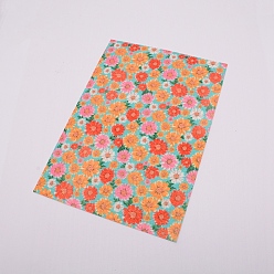 Orange Blumenmuster Kunstleder Stoff, für diy ohrringe machen, orange, 21x30 cm