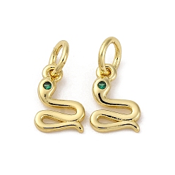 Настоящее золото 18K Латунные микро проложить кубического циркония подвески, змеиные чары, долговечный, без кадмия и без свинца, стойки покрытие, с целью перехода в кольце, реальный 18 k позолоченный, 9.5x6.5x1 мм, отверстие : 3.5 мм