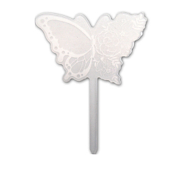 Butterfly Transparent Plastic Plant Labels, for Seed Potted Herbs Flowers Vegetables, Clear, Butterfly, 150x120mm