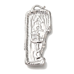 Платинированный Латунные подвески, без кадмия, без никеля и без свинца, старинные настенные амулеты, Реальная платина, 34x14.5x2 мм, отверстие : 1x3 мм