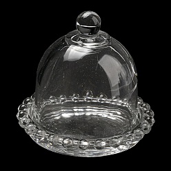 Clear Glass Dome Cover, Decorative Display Case, Cloche Bell Jar Terrarium with Glass Base, for Cake, Clear, 94x86mm