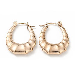 Розовое Золото Ионное покрытие (ip) 304 серьги-кольца из нержавеющей стали для женщин, розовое золото , 25.5x20x4 мм, штифты : 0.8 мм