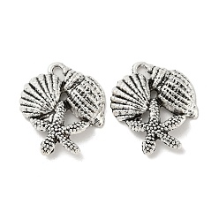 Античное Серебро Сплавочные подвески тибетского стиля, подвески из ракушек морской звезды, никель, античное серебро, 23x20x4 мм, отверстие : 2 мм