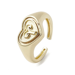 Aries Brass Adjustable Open Rings, Cadmium Free & Nickel Free & Lead Free, Heart, Aries, US Size 7 3/4(17.9mm)