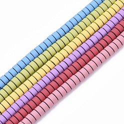 Mixed Color Spray Painted Non-magnetic Synthetic Hematite Beads Strands, Flat Round/Disc, Mixed Color, 4x2mm, Hole: 0.9mm, about 168~170pcs/strand, 15.94 inch(40.5cm)