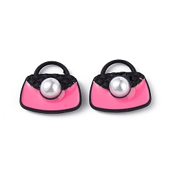 Pink Акриловые подвески краскораспылительные, с имитацией жемчуга из бисера, подвески в форме сумки, розовые, 16x18x6.5 мм, отверстие : 3x7.5 мм