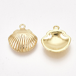 Real 18K Gold Plated Brass Charms, Shell, Nickel Free, Real 18K Gold Plated, 13x11.5x2.5mm, Hole: 1.2mm