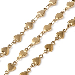 Настоящее золото 18K 304 цепи из нержавеющей стали ссылка, пайки, с катушкой, ионное покрытие (ip), сердце, реальный 18 k позолоченный, 10x5.5x1.5 мм, около 32.81 футов (10 м) / рулон