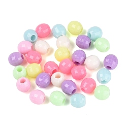 Mixed Color Opaque Plastic Beads, Barrel, Faceted, Mixed Color, 5.5mm, Hole: 2mm, about 5000pcs/500g