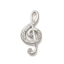 Нержавеющая Сталь Цвет 304 подвески из нержавеющей стали, со стразами, музыкальная нота, цвет нержавеющей стали, 32.5x15.5x3.5 мм, отверстие : 5.5x2.5 мм