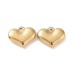 Настоящее золото 18K 304 подвески из нержавеющей стали, сердце, реальный 18 k позолоченный, 11.5x14.5x3.5 мм, отверстие : 1.2 мм