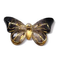 Black Translucent Resin Pendants, Butterfly, Black, 18x31.5x4mm, Hole: 1.2mm