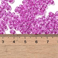 Magenta Baking Glass Seed Beads, Peanut, Magenta, 5.5~6x3~3.5x3mm, Hole: 1~1.2mm