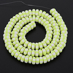 Green Yellow Handmade Polymer Clay Beads Strands, for DIY Jewelry Crafts Supplies, Flat Round, Green Yellow, 6.8~8x3mm, Hole: 1.4mm, about 110~116pcs/strand, 15.75 inch(40cm)