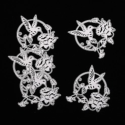 Matte Platinum Color Hummingbird Carbon Steel Cutting Dies Stencils, for DIY Scrapbooking/Photo Album, Decorative Embossing DIY Paper Card, Matte Platinum Color, 9.2x8.3x0.08cm