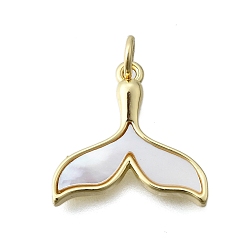 Настоящее золото 16K Латунные подвески, с оболочкой, форма китового хвоста, реальный 16 k позолоченный, 17x17.5x2 мм, отверстие : 3.5 мм