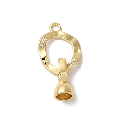 Настоящее золото 18K Реечное покрытие латунь микро паве прозрачный кубический цирконий складные застежки, без кадмия и без свинца, долговечный, реальный 18 k позолоченный, 27 мм, отверстие : 4.5 мм