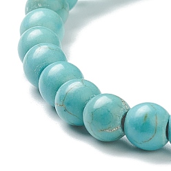 Synthetic Turquoise Synthetic Turquoise Beaded Stretch Bracelets, Round, Beads: 6~6.5mm, Inner Diameter: 2-1/4 inch(5.55cm)