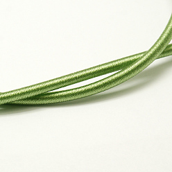 Yellow Green Round Plastic Tube Cords, Covered with Silk Ribbon, Yellow Green, 450~480x3~3.5mm