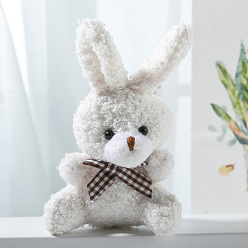 WhiteSmoke Cute Plush PP Cotton Rabbit Doll Pendant Decorations, with Alloy Findings, for Keychain Bag Hanging Decoration, WhiteSmoke, 10~11cm