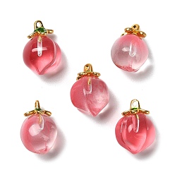 Помидор Стеклянные подвески, персик, с золотой эмали сплава выводов, два тона, помидор, 17x11.5 мм, отверстие : 1.4 мм