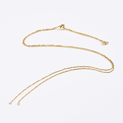 Golden Electrophoresis Brass Necklace Making, with Cubic Zirconia & Slide Extender Chains, Box Chains, Long-Lasting Plated, Golden, 31.5 inch(80cm)