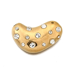 Кристалл 304 подвески из нержавеющей стали, со стразами, бобовое очарование, золотые, кристалл, 16.5x26.5x5.5 мм, отверстие : 2.5 мм