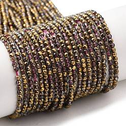 с Золотистым Покрытием Прозрачные стеклянные бусины гальваническим пряди, с половиным покрытием, граненые круглые, с золотым покрытием, 2 мм, отверстие : 0.7 мм, около 160~178 шт / нитка, 13.58 ~14.17 дюйм (34.5~36 см)