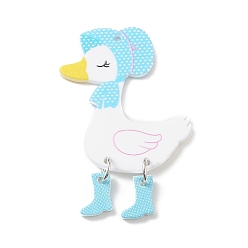 Светло-Голубой Акриловые подвески, с железным кольцом, утка, Небесно-голубой, 48 мм, отверстие : 1.6 мм