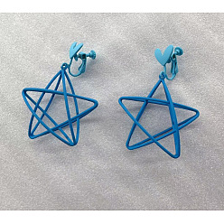 Темно-Голубой Запекаемые металлические клипсы с краской, Сердце звездочкой, глубокое синее небо, 45x37 мм
