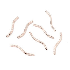 Розовое Золото Латунная изогнутая трубчатая бусина с покрытием стойки, без кадмия и без свинца, долговечный, розовое золото , 20x1.5 мм, отверстие : 0.8 мм