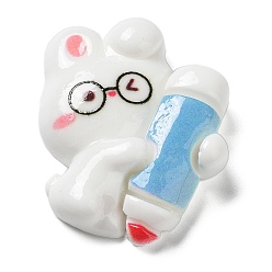 Белый Дым Кабошоны из непрозрачной смолы для изучения темы, школьные принадлежности кролика, ручка, серый, 25x20x6 мм