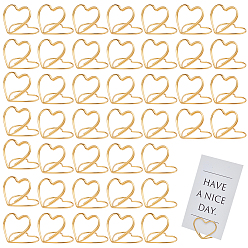 Doré  32pcs mini porte-cartes de table en fer, jolis porte-cartes de table, pour le mariage, des soirées, cœur, or, 25~29x29~31x24~26mm