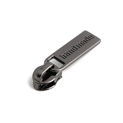 Черный Цвет Металла Головка молнии из сплава с прямоугольником и подвесками ручной работы, замена язычка молнии, ползунки на молнии для сумок, багажных сумок, чемоданов, металлический черный , 3.6x0.9 см